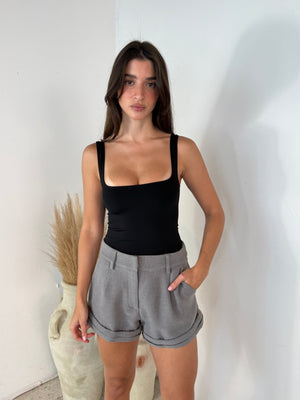 Shorts With Contrast Pu Leather Trim