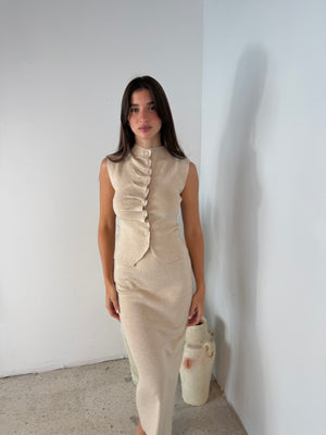 Pleated Front Top & Skirt Set