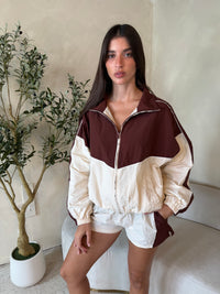 Burgundy Cream Wind Breaker & Short Set
