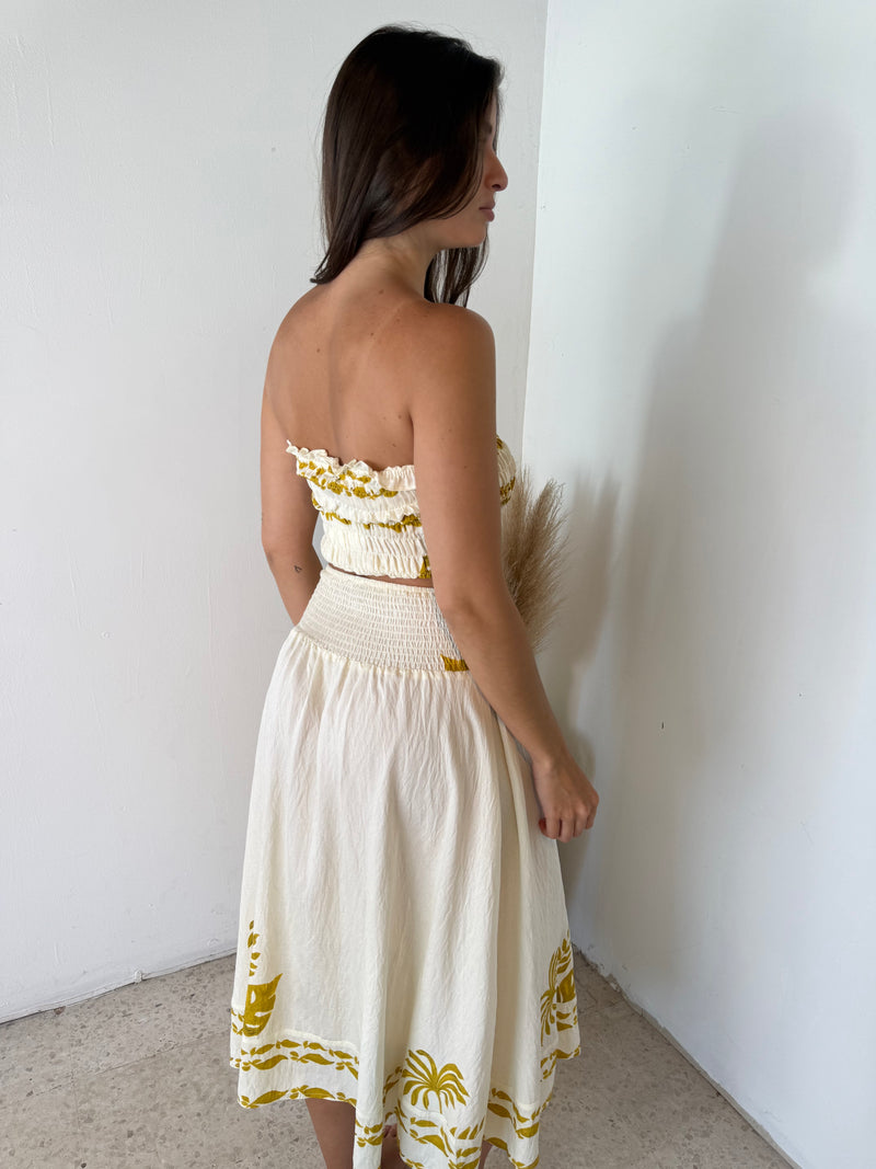 Ivory Golden Top & Skirt Set