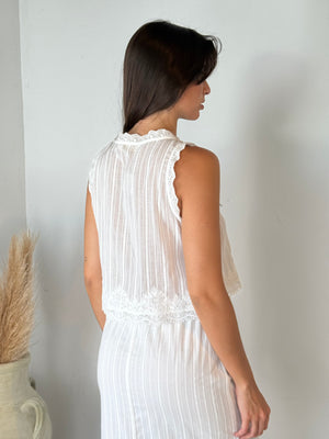 White Eyelet Top & Midi Skirt Set