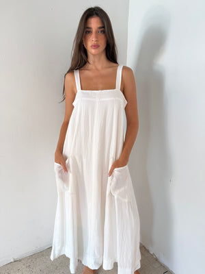 White Solid Maxi Dress