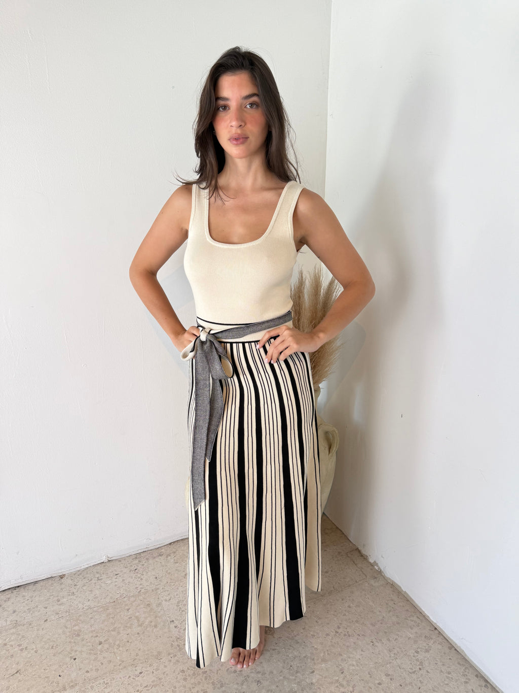 Pleated Stripe Dress