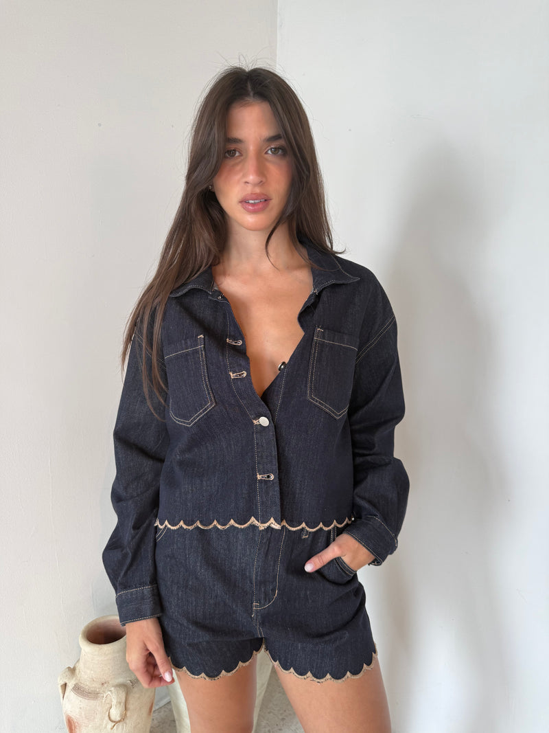 Indigo Blue Denim Jacket & Short Set