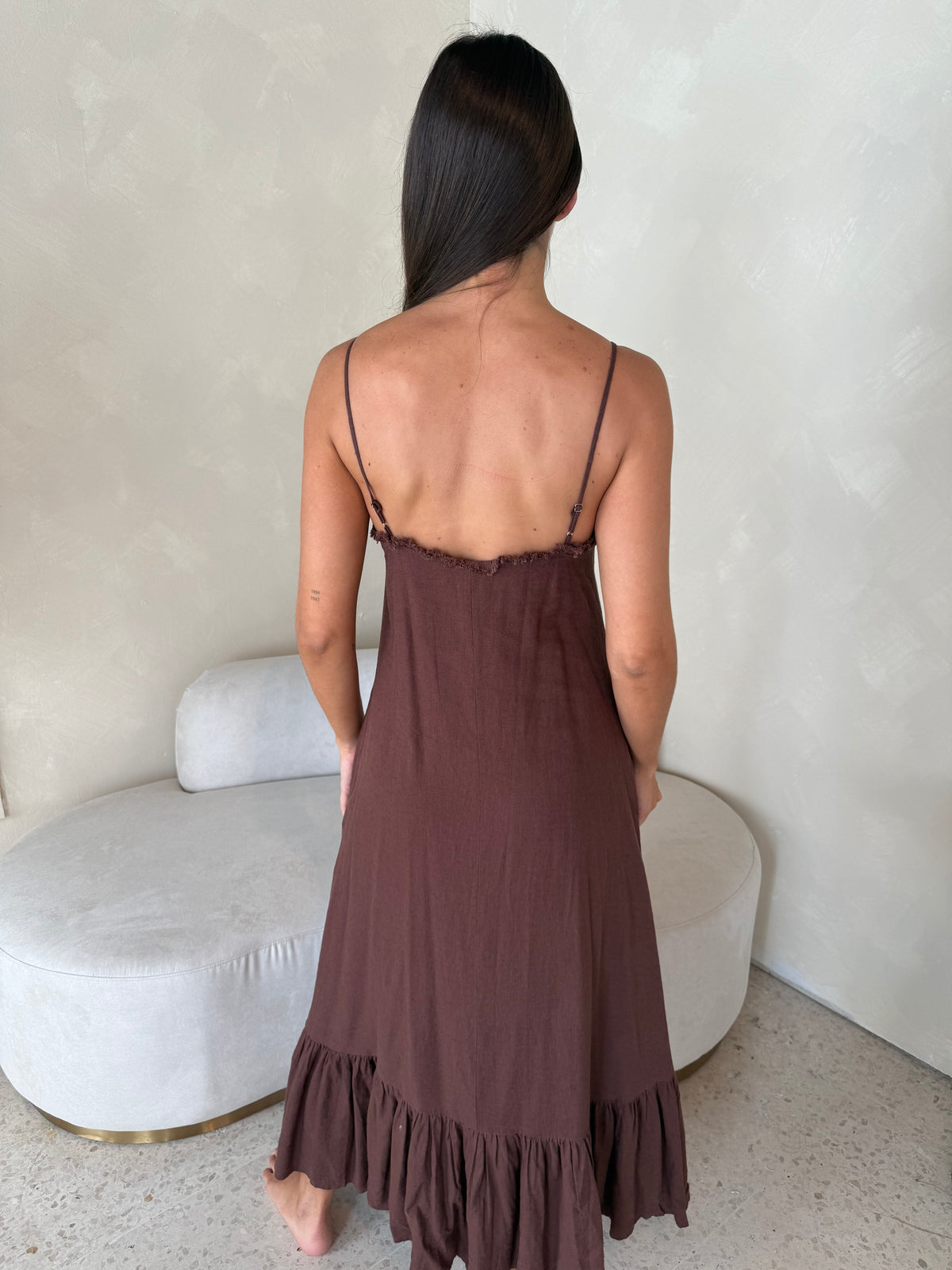 Linen Strappy Maxi Dress