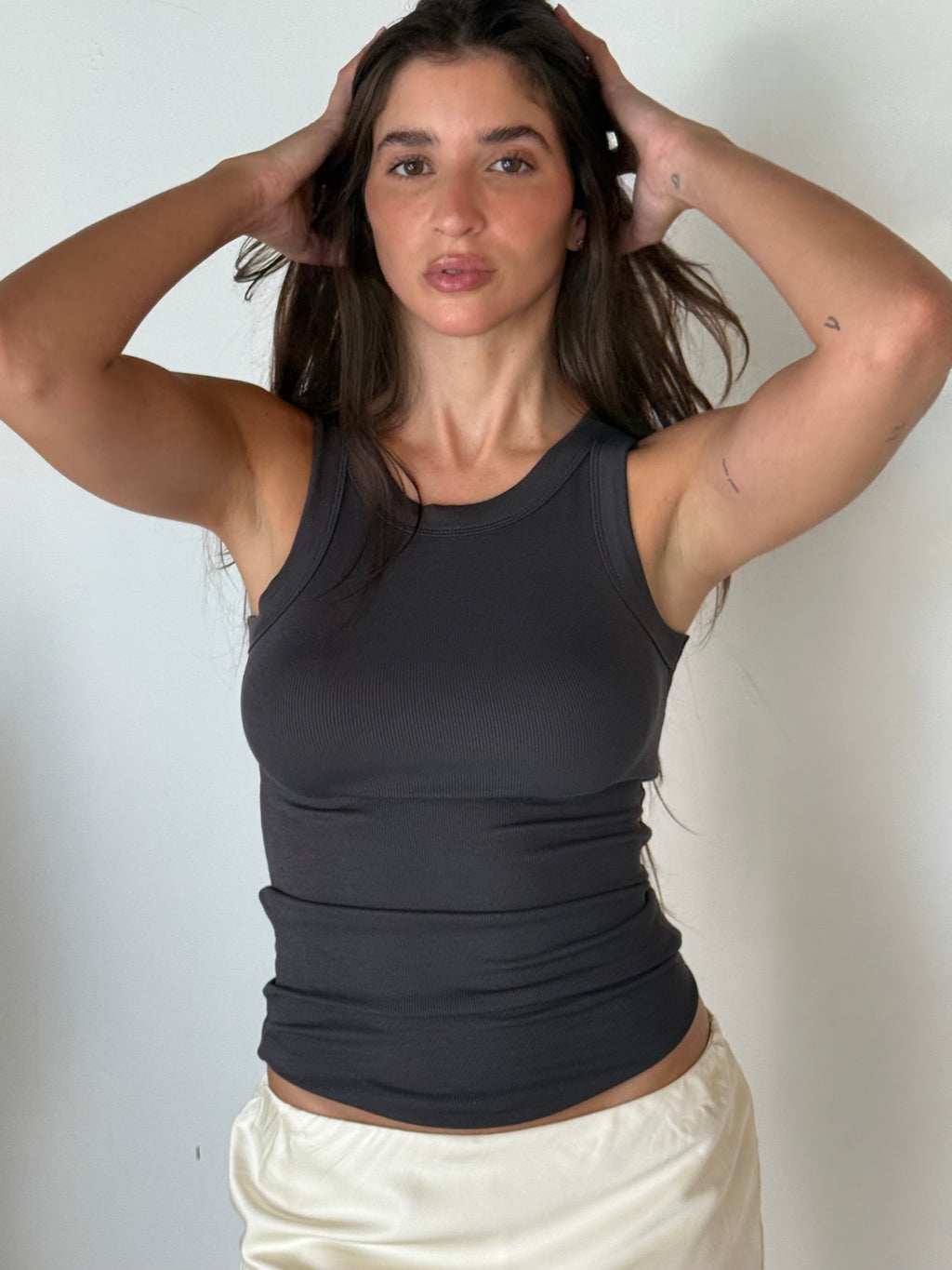 Charcoal Ribbed Tank Top