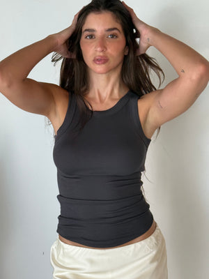 Charcoal Ribbed Tank Top