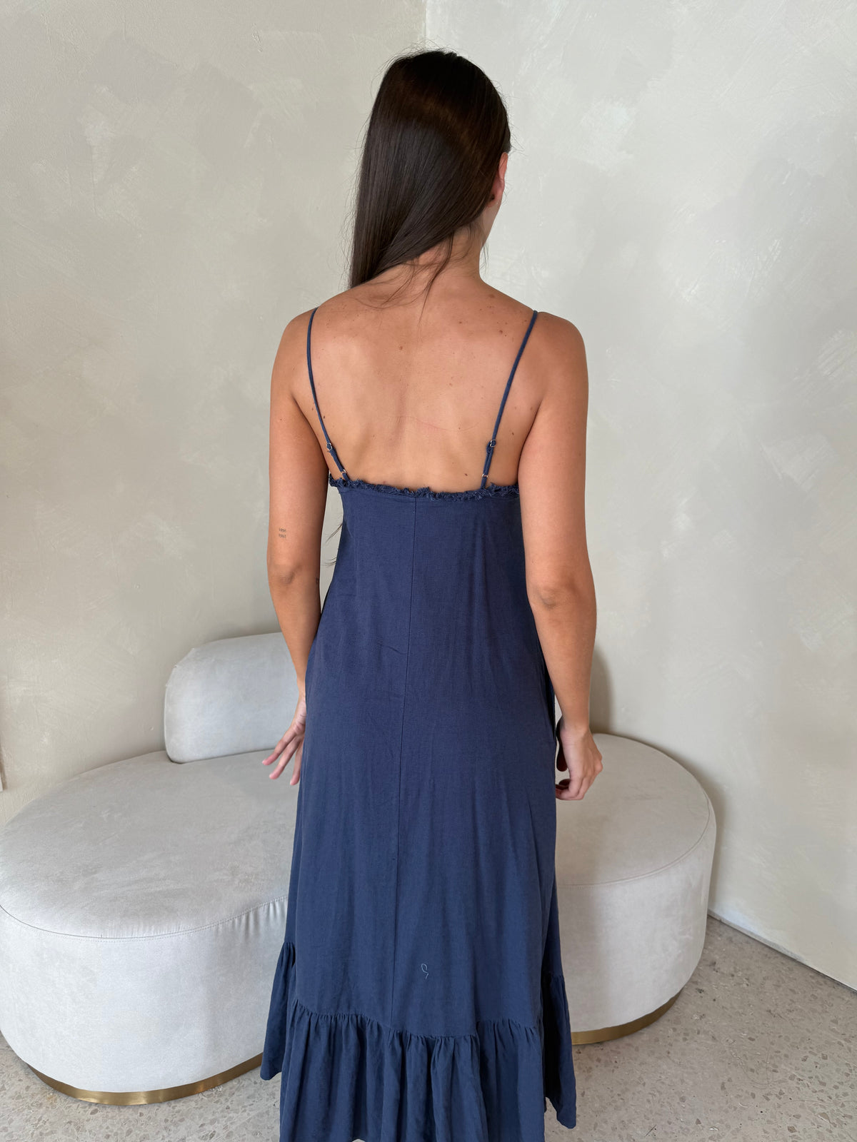 Linen Strappy Maxi Dress