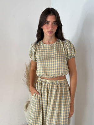 Plaid SS Top & Maxi Skirt Set