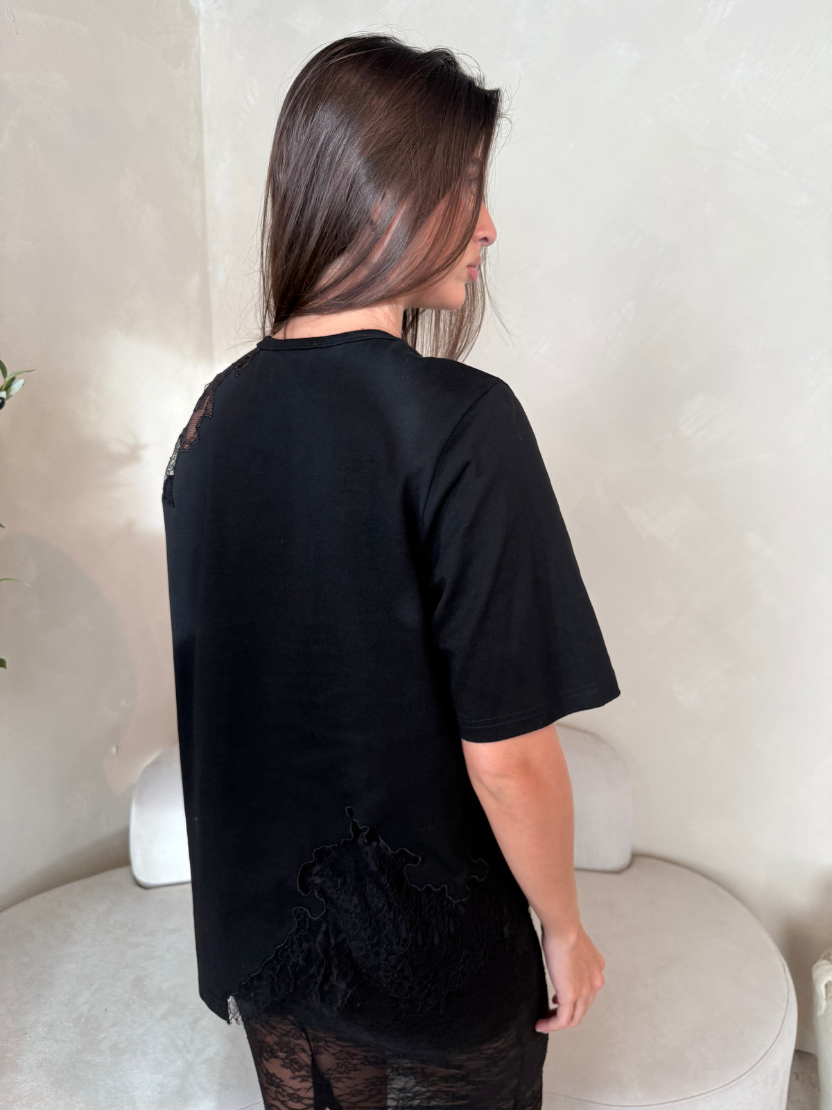 Asymmetric Lace Mix Top