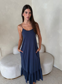 Linen Strappy Maxi Dress