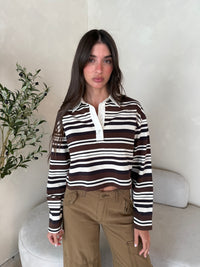 Striped Collar LS Top