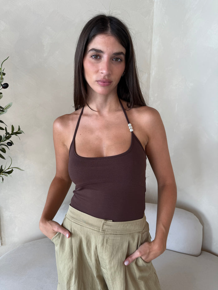 Halter Beaded Tank Top
