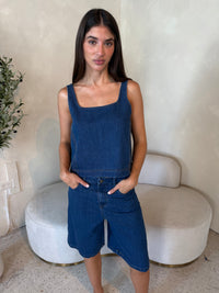 Denim Tank & Bermuda Pants Set