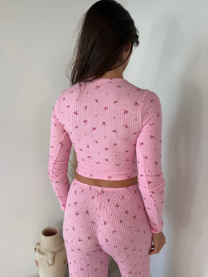 Floral Ribbed Pajama Set