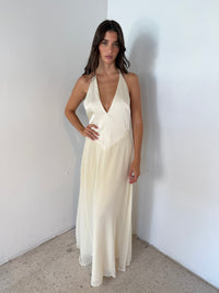 Ivory Satin Strappy Dress