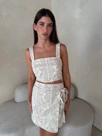 Embroidered  Crop Top And Skirt Set