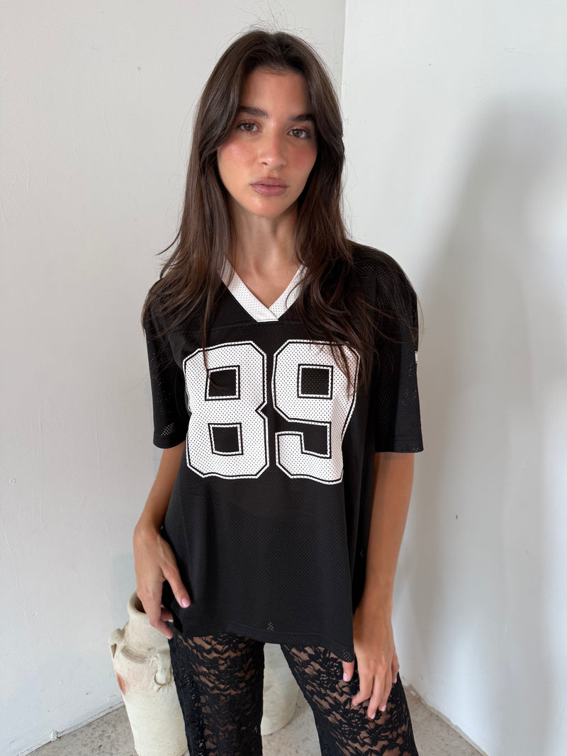 Black Mesh Jersey Top