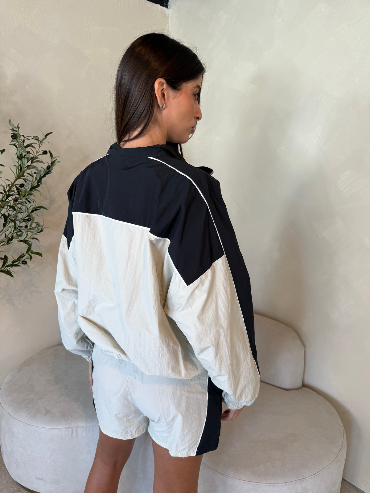Navy Cream Wind Breaker & Short Set