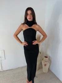 Turtleneck Metal Ring Maxi Dress