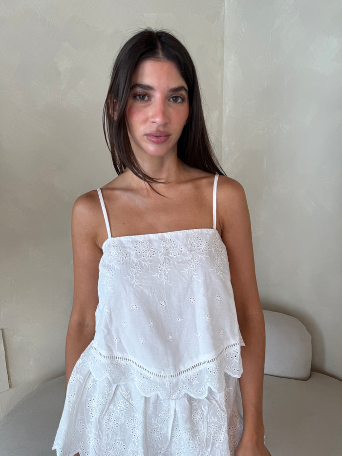 White Eyelet Skort Set
