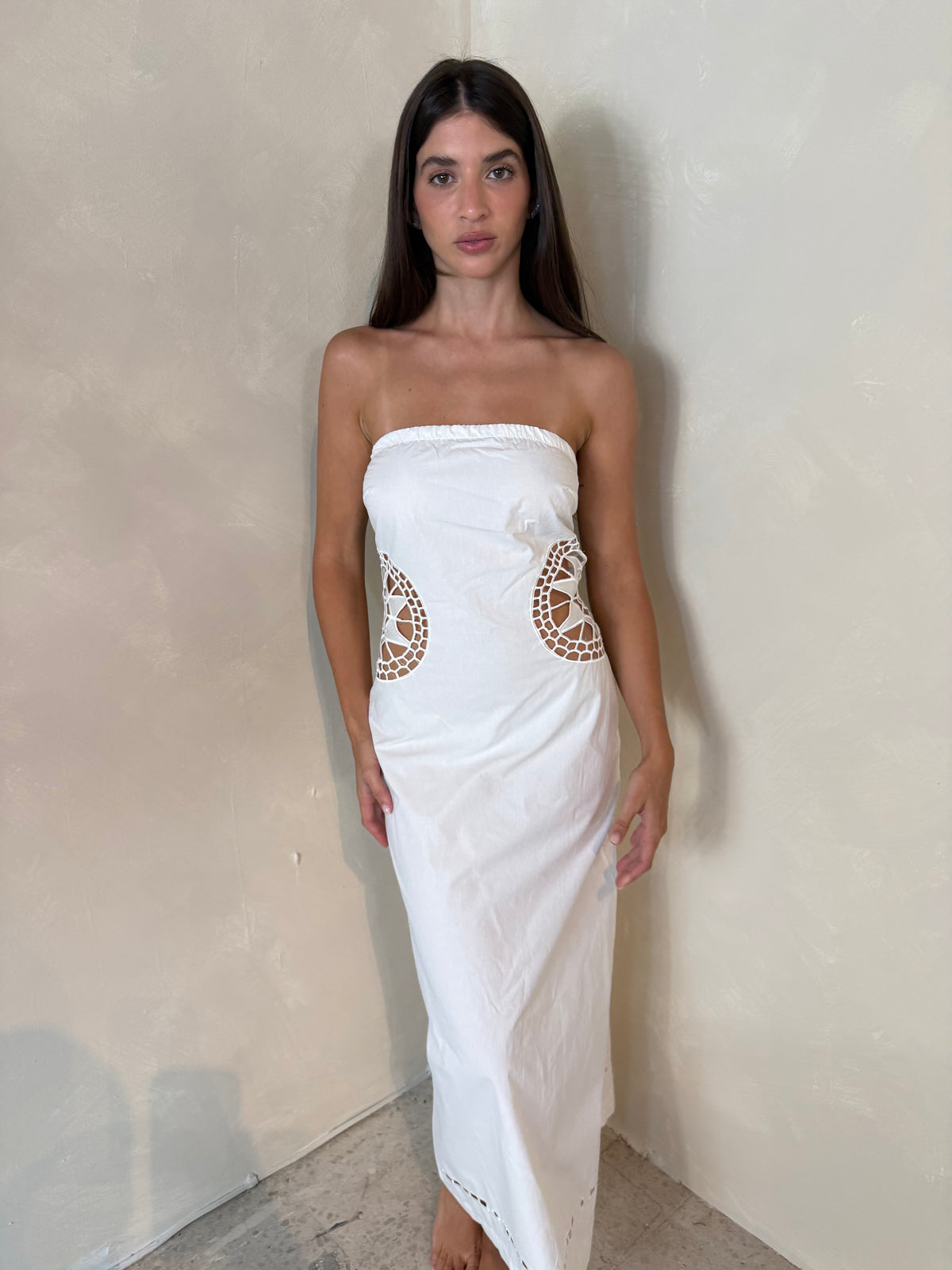 Side Embroidered Tube Dress