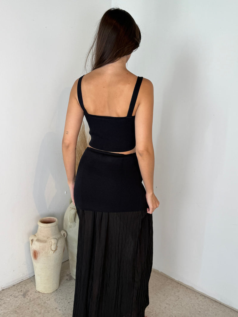 Button Crop Top & Skirt Set