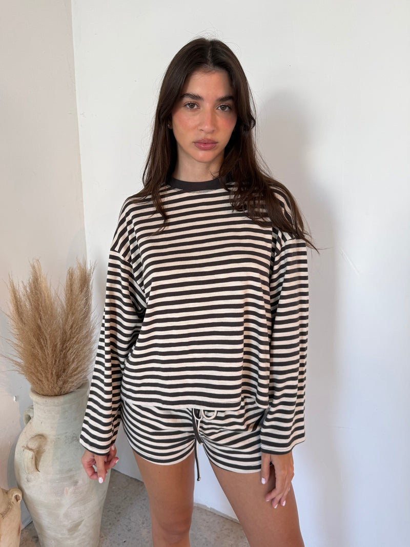 Stripe LS Top & Short Set
