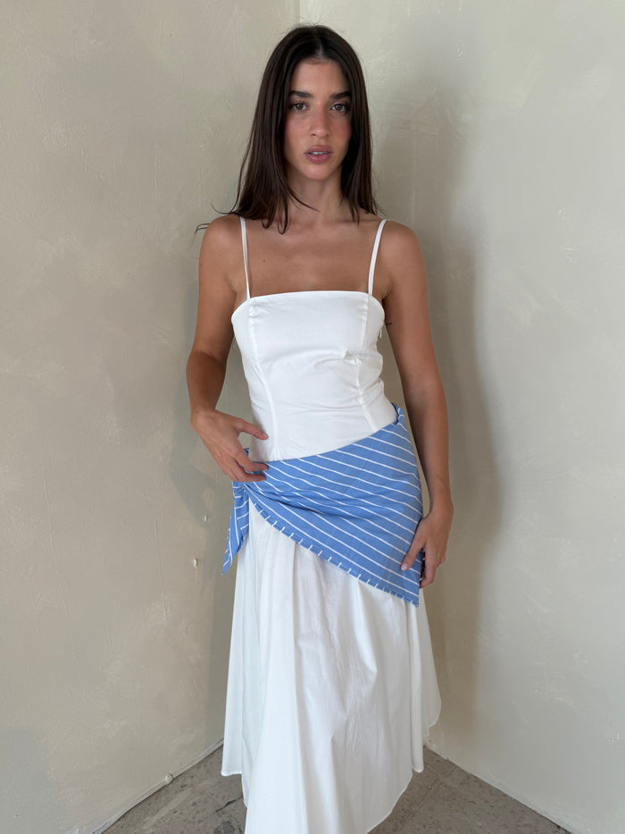 White Maxi Scarf Tie Dress