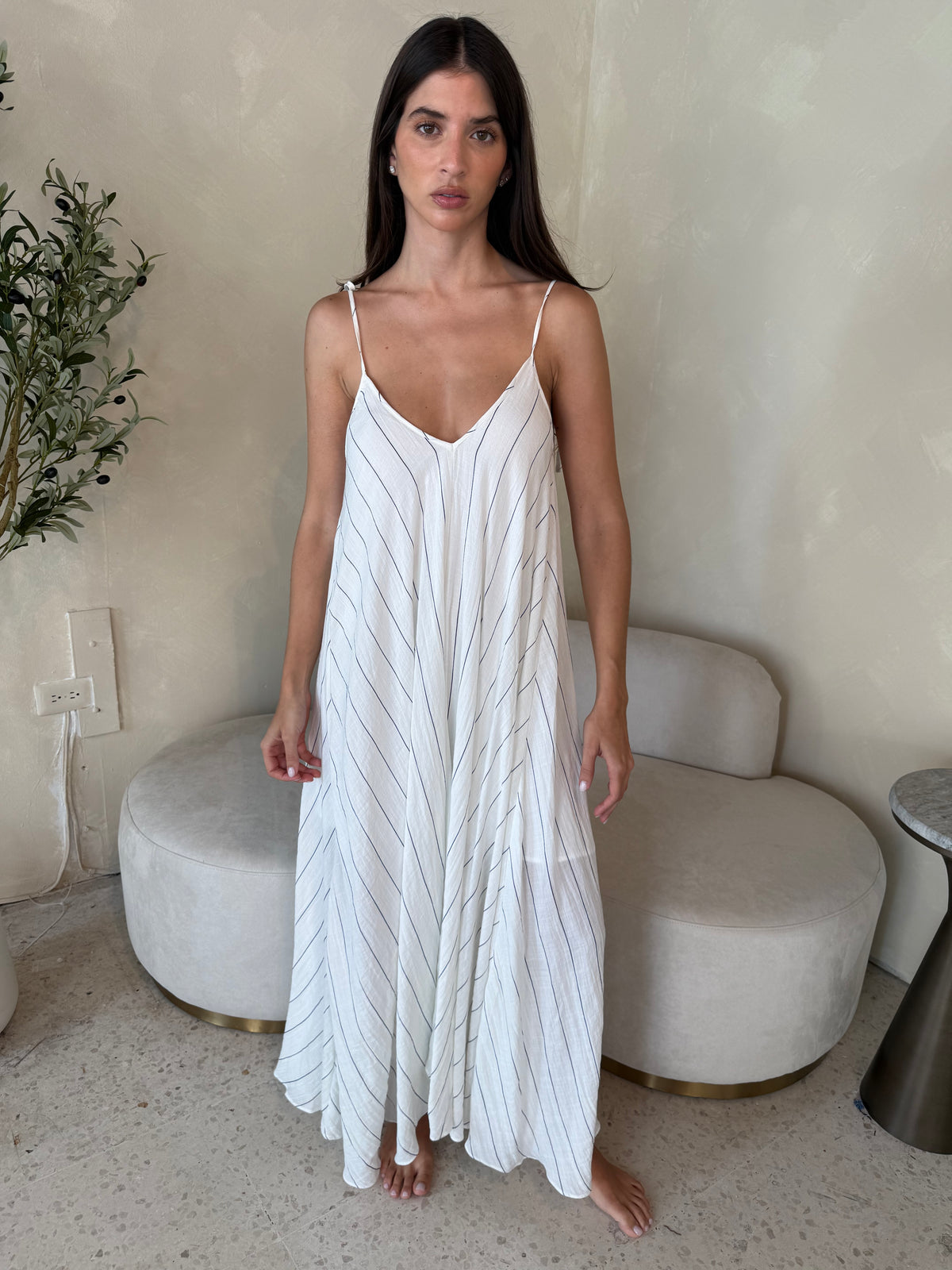 Stripe Tie Maxi Dress