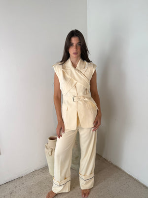 Eggshell Blazer Vest & Pant Set