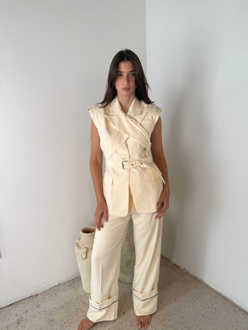 Eggshell Blazer Vest & Pant Set