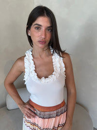 White Ruffle Tank