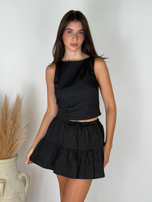 Twisted Shoulder & Mini Skirt Set