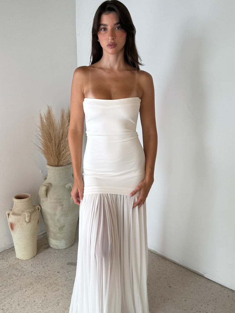 Strapless Pleated Dress