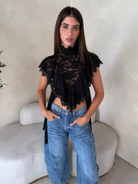 High Neck Ruffle Lace Top