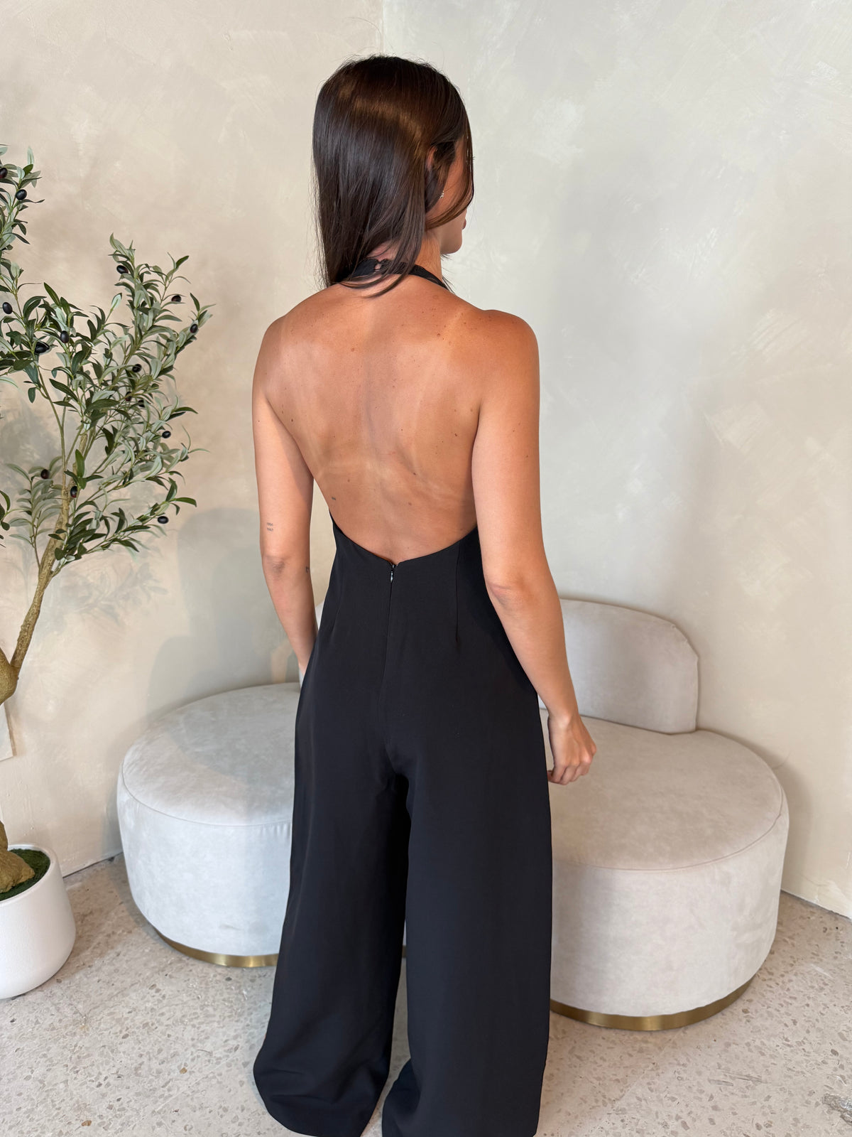 Open Back Halter Jumpsuit
