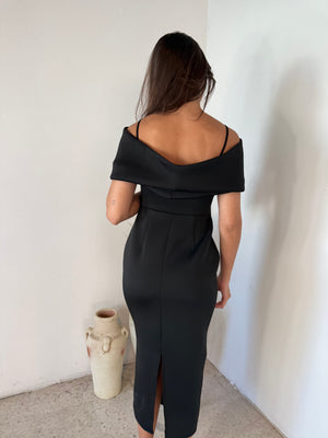 Black Scuba Midi Dress