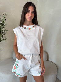 Embroidered T Shirt & Short Set