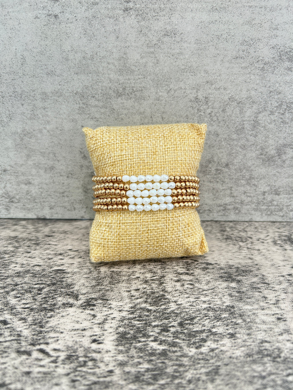 White Center Beaded Bracelet Set
