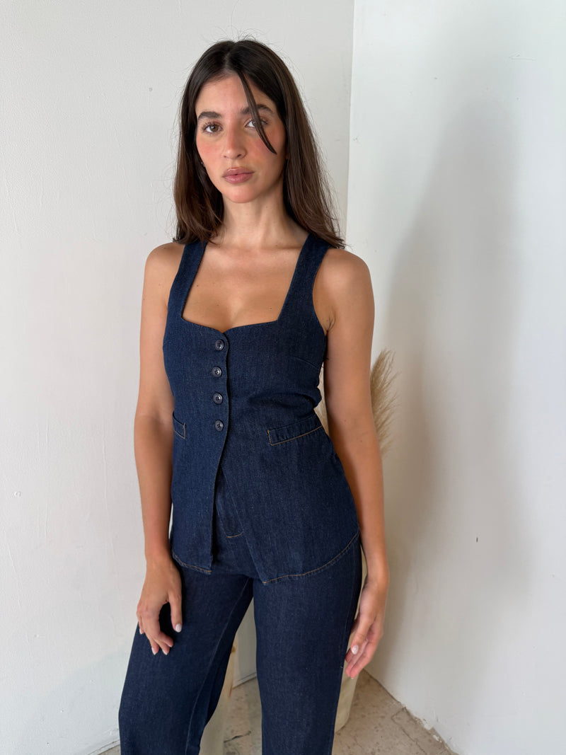 Ellen Denim Vest Top & Pant Set
