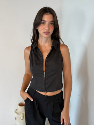 Charcoal Zip Top