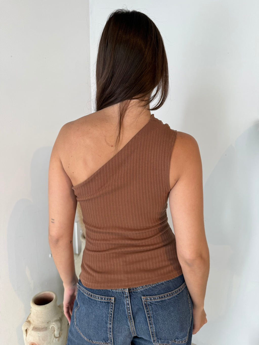 Ribbed One Shoulder Top