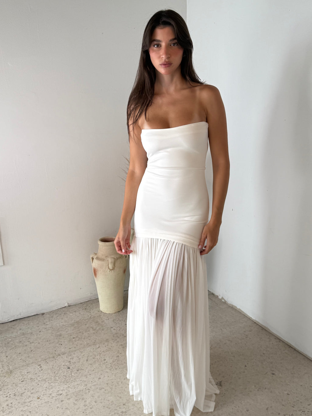 Strapless Pleated Dress