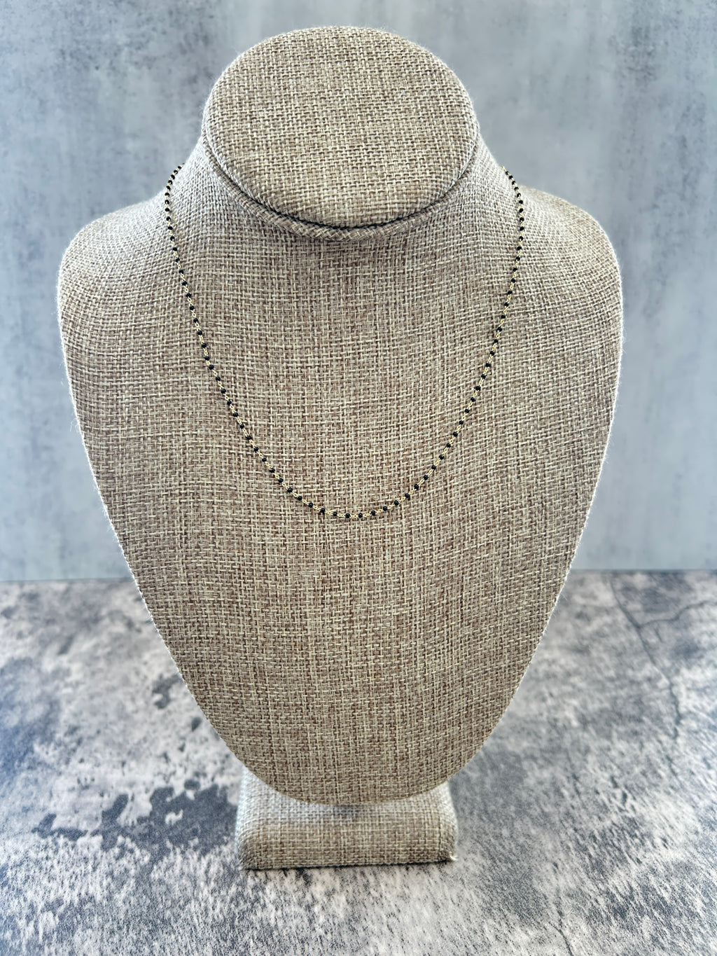 Long Black Beaded Necklace