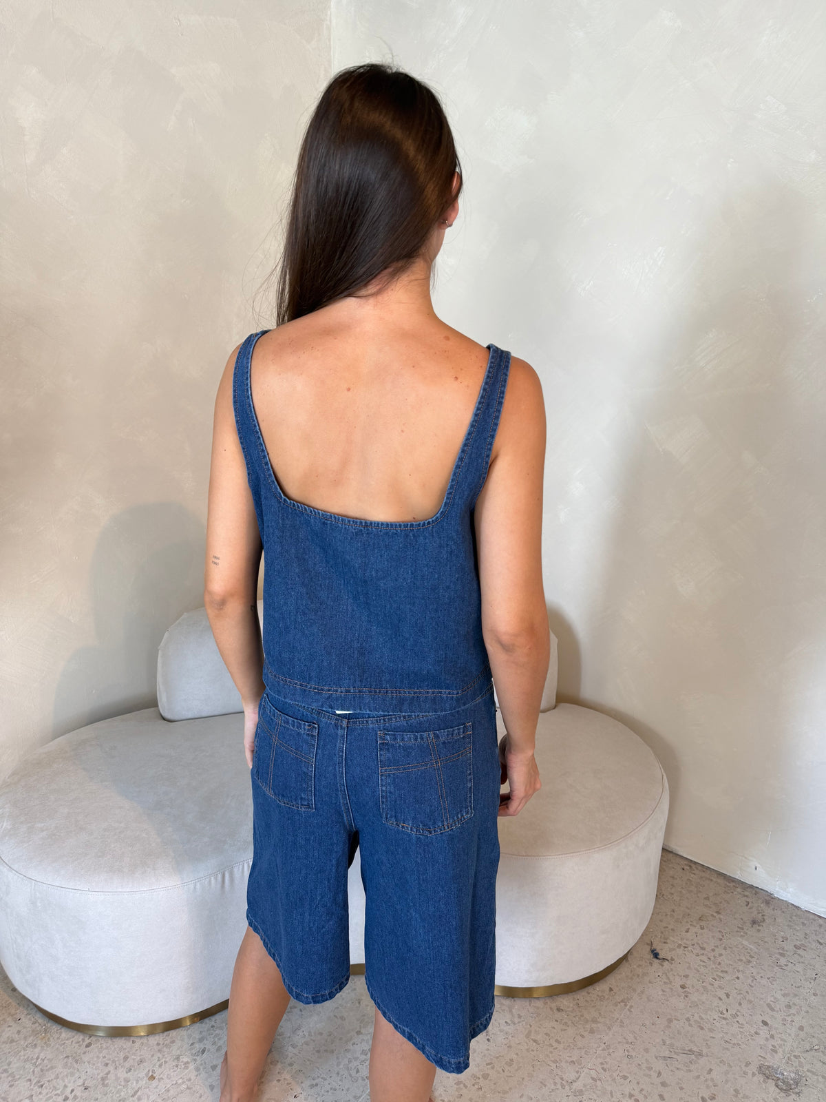 Denim Tank & Bermuda Pants Set