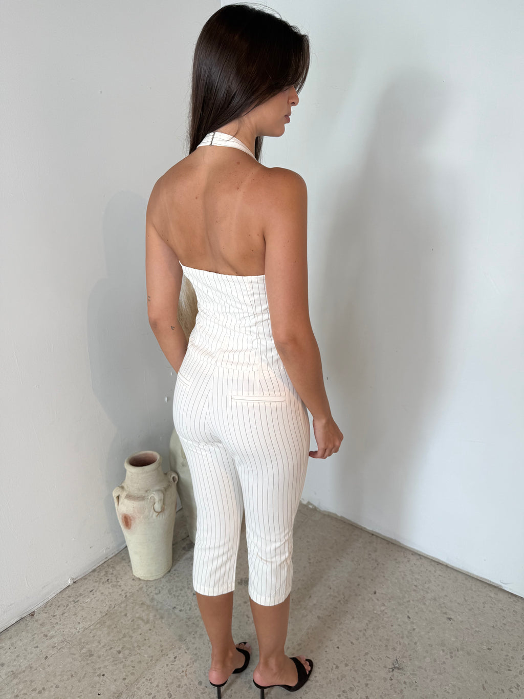 Striped Halter Top & Capri Set