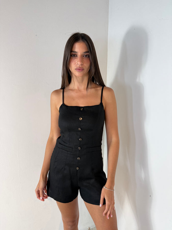 Linen Button Down Romper