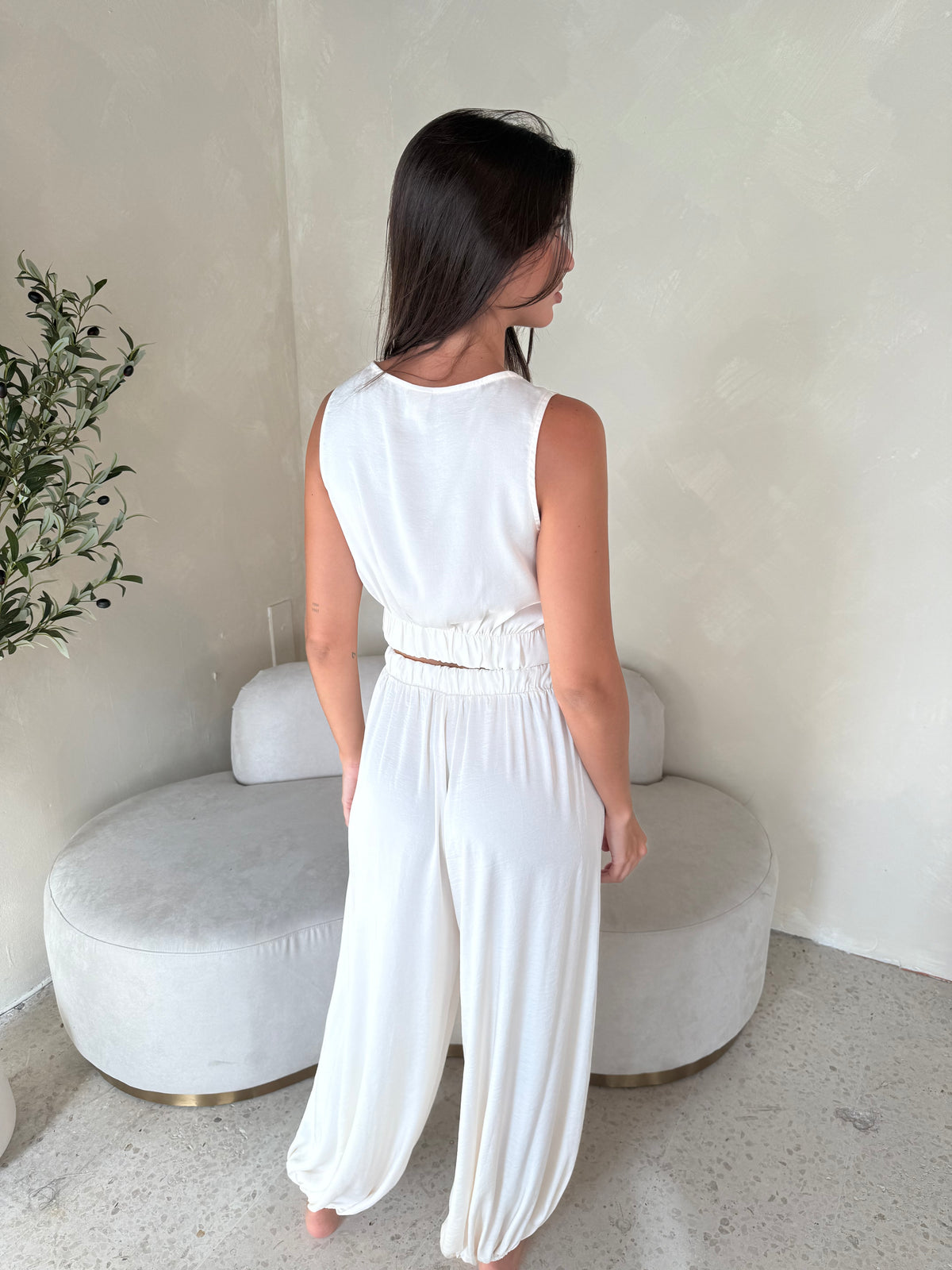 Ivory Crop Top & Pant Set