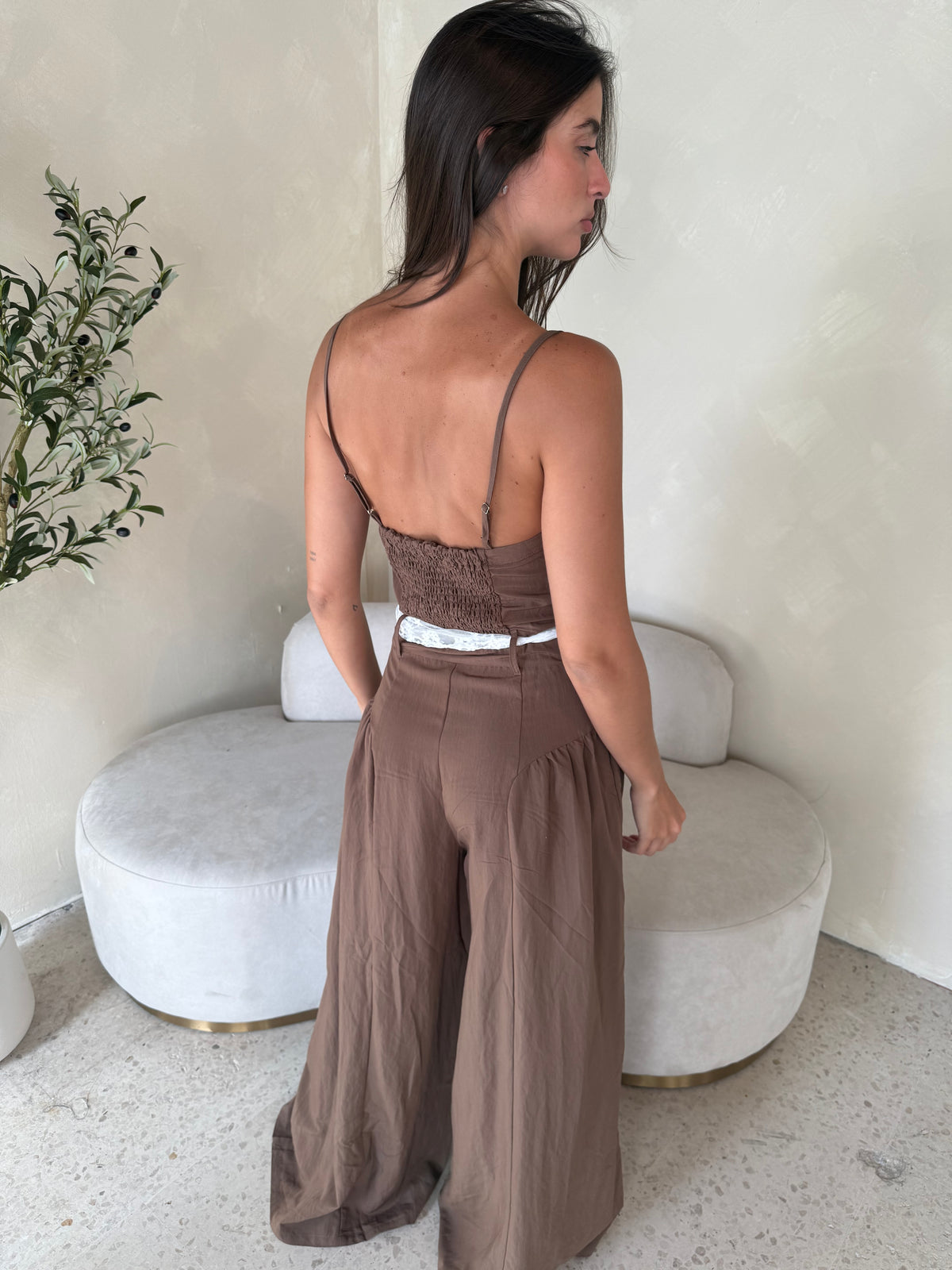 Lace Tie Wide Leg Jumsuit